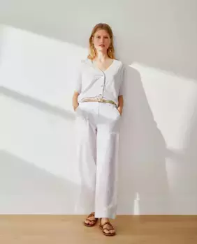 Женские длинные льняные брюки Southern Cotton, белый