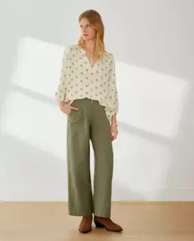 Женские длинные льняные брюки Southern Cotton, зеленый