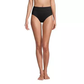 Женские длинные плавки бикини с высокой талией и контролем живота Lands' End, черный
