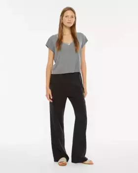 Женские длинные прямые брюки из тенселя с эластичным поясом System Action, черный