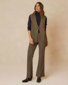 Женские длинные расклешенные брюки тупой вязки Indi & Cold, черный