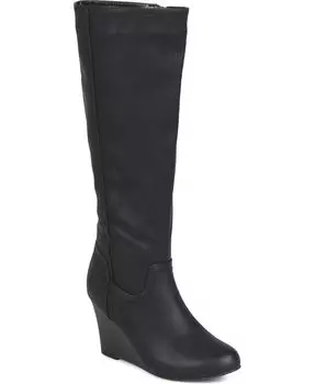 Женские длинные сапоги на танкетке длиной до колена Journee Collection, черный