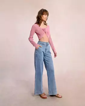 Женские длинные широкие джинсовые брюки Molly Bracken, голубой