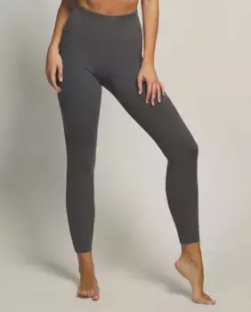 Женские длинные спортивные леггинсы с внутренним карманом и светоотражающей надписью Selmark, светло-серый