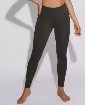 Женские длинные спортивные леггинсы с внутренним карманом и светоотражающей надписью Selmark, темно-зеленый