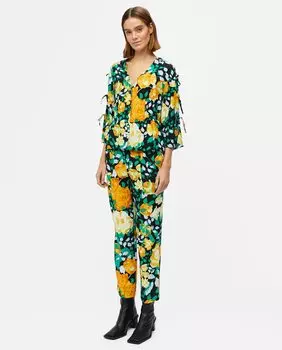 Женские длинные струящиеся брюки Object, зеленый