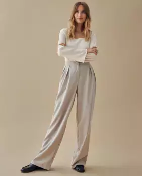 Женские длинные струящиеся брюки Vila, бежевый