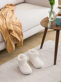 Женские домашние ботинки на плоской подошве из плюша XSIDE, крем