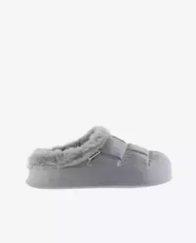 Женские домашние тапочки из блестящего филона с мягкой меховой полосой Victoria, серебряный