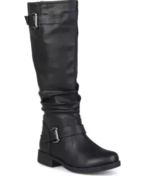 Женские дождевые высокие сапоги для верховой езды Stormy Wide Calf с широким голенищем Journee Collection, черный