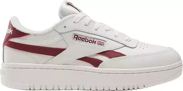 Женские двойные кроссовки Reebok Club C, цвет White/Burgundy Ash
