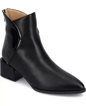 Женские двухцветные ботильоны Consuello с острым носком и блочным каблуком Journee Collection, черный