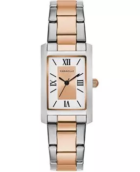 Женские двухцветные часы-браслет из нержавеющей стали 21x33 мм Caravelle