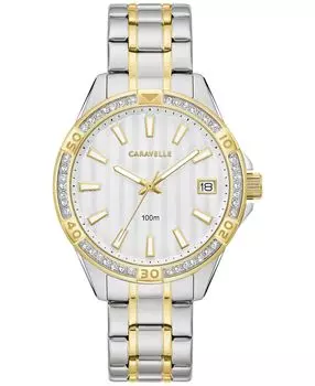 Женские двухцветные часы-браслет из нержавеющей стали, 36 мм Caravelle