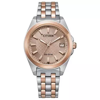 Женские двухцветные часы Citizen Eco-Drive Corso с браслетом из нержавеющей стали - EO1226-59X, цвет Rose Tone Silver