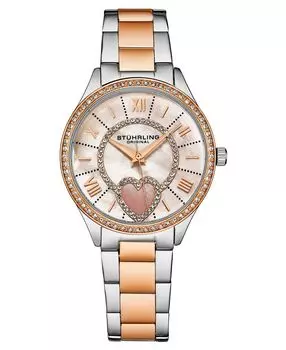 Женские двухцветные часы Symphony из нержавеющей стали, перламутровый циферблат, круглые часы 45 мм Stuhrling