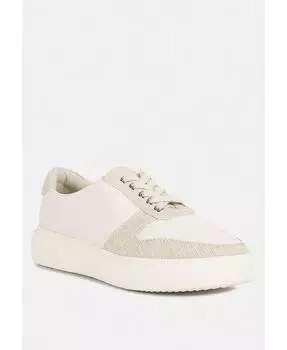 Женские двухцветные кожаные кроссовки KJAER Rag & Co, коричневый/бежевый