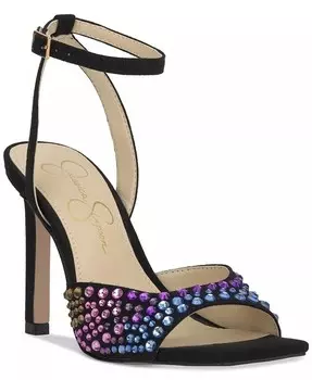 Женские двухсекционные модельные сандалии Lendall с ремешком на щиколотке и украшением Jessica Simpson, черный