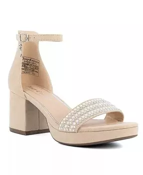 Женские двухсекционные модельные сандалии на платформе Nelly со стразами Juicy Couture, бежевый