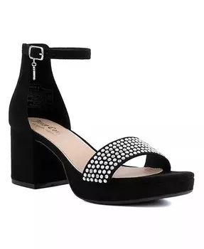 Женские двухсекционные модельные сандалии на платформе Nelly со стразами Juicy Couture, черный