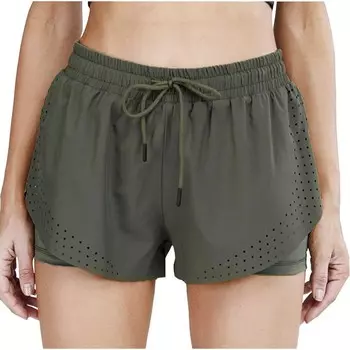 Женские двухслойные спортивные шорты для бега для фитнеса и тренировок Anna-Kaci, цвет Olive Green