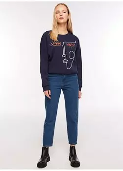 Женские джинсовые брюки цвета индиго с высокой талией и штанинами для мамы F3WL-PNT45 Fabrika, индиго