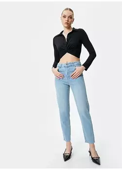 Женские джинсовые брюки цвета индиго с завышенной талией Bootcut Leg 4SAL40104MD Koton, индиго