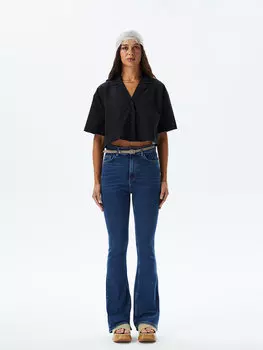 Женские джинсовые брюки-клеш с высокой талией XSIDE, светло-синий