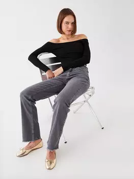 Женские джинсовые брюки прямого кроя LCW Casual, серое родео