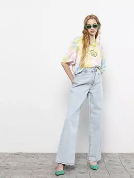 Женские джинсовые брюки прямого кроя с карманами и деталями Xside