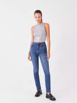 Женские джинсовые брюки прямого кроя с высокой талией XSIDE, темно-синий