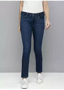 Женские джинсовые брюки с нормальной талией и узкими штанинами темно-синие Levis