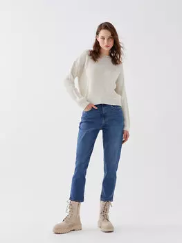 Женские джинсовые брюки с высокой талией для мамы LCW Jeans, среднее индиго родео