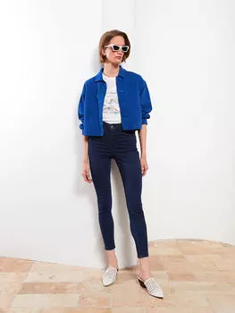 Женские джинсовые брюки скинни прямого кроя с высокой талией и карманами LCW Eco