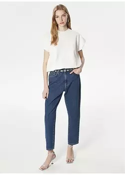Женские джинсовые брюки темно-синего цвета со средней талией до щиколотки для мамы Twist