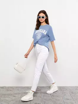 Женские джинсовые брюки узкого кроя с высокой талией LCW Jeans, белое родео