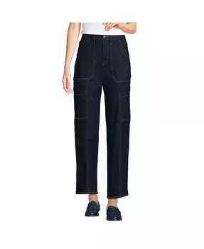 Женские джинсовые джинсы-карго с высокой посадкой до щиколотки Lands' End, синий