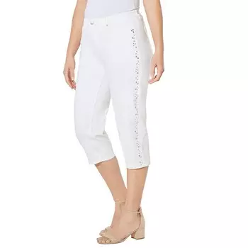Женские джинсовые капри размера плюс с блестящей отделкой Catherines больших размеров, белый