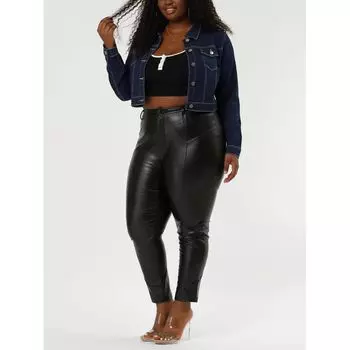 Женские джинсовые пуговицы больших размеров, модные укороченные джинсовые куртки Agnes Orinda, синий