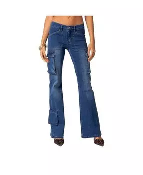Женские джинсовые расклешенные брюки карго Roslyn Edikted, синий