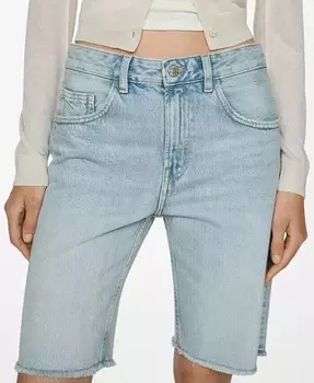 Женские джинсовые шорты-бермуды прямого кроя MANGO, синий