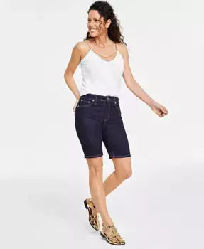 Женские джинсовые шорты-бермуды с высокой посадкой I.N.C. International Concepts, синий