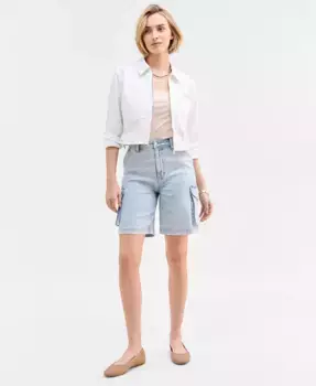 Женские джинсовые шорты-бермуды с высокой посадкой On 34th, синий