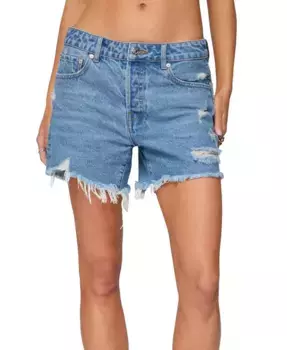 Женские джинсовые шорты Cale с потертостями и низкой посадкой Edikted, синий