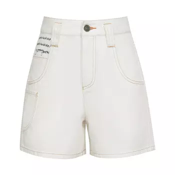 Женские джинсовые шорты Deep Breath прямого кроя с большими карманами, белый