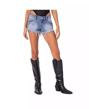 Женские джинсовые шорты Erika с низкой посадкой и потертостями Edikted, синий