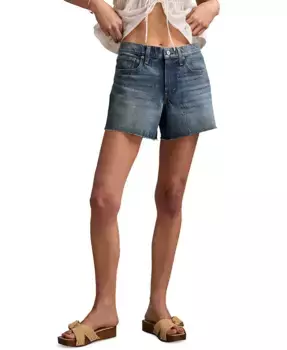 Женские джинсовые шорты миди с высокой посадкой в стиле 90-х Lucky Brand, синий