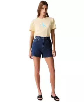 Женские джинсовые шорты миди с высокой посадкой Calvin Klein Jeans, синий