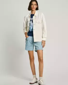 Женские джинсовые шорты прямого кроя с эффектом потертости Pepe Jeans, голубой