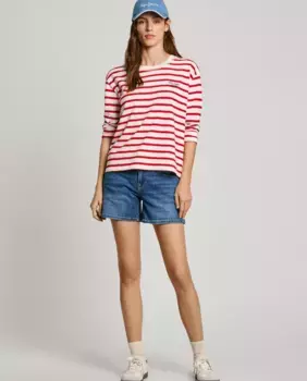 Женские джинсовые шорты прямого кроя с эффектом потертости Pepe Jeans, синий